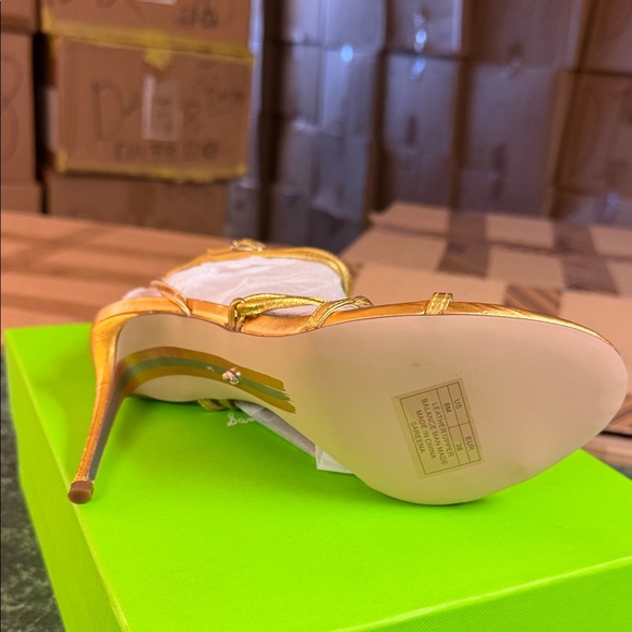 Sam Edelman Metallic Gold Strappy Stiletto Heels - Picture 2 of 5